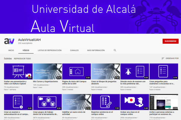 El canal de YouTube AulaVirtualUAH resuelve tus dudas con la herramienta Blackboard Collaborate